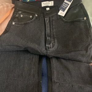 Abercrombie and Fitch Curve Love Denim/vegan leather pants